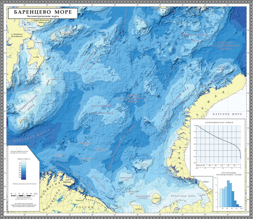 Цифровая модель рельефа дна Баренцева моря